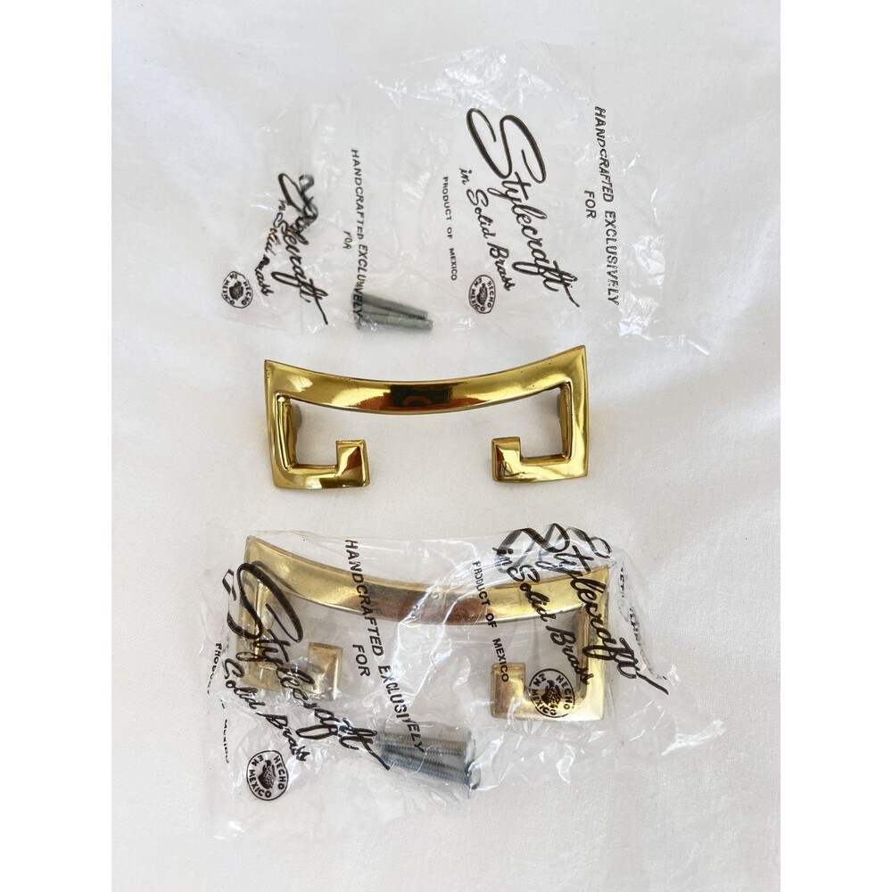 Stylecraft New Solid Brass Drawer Pulls (2) Hecho En Mexico. Quality Handcrafted